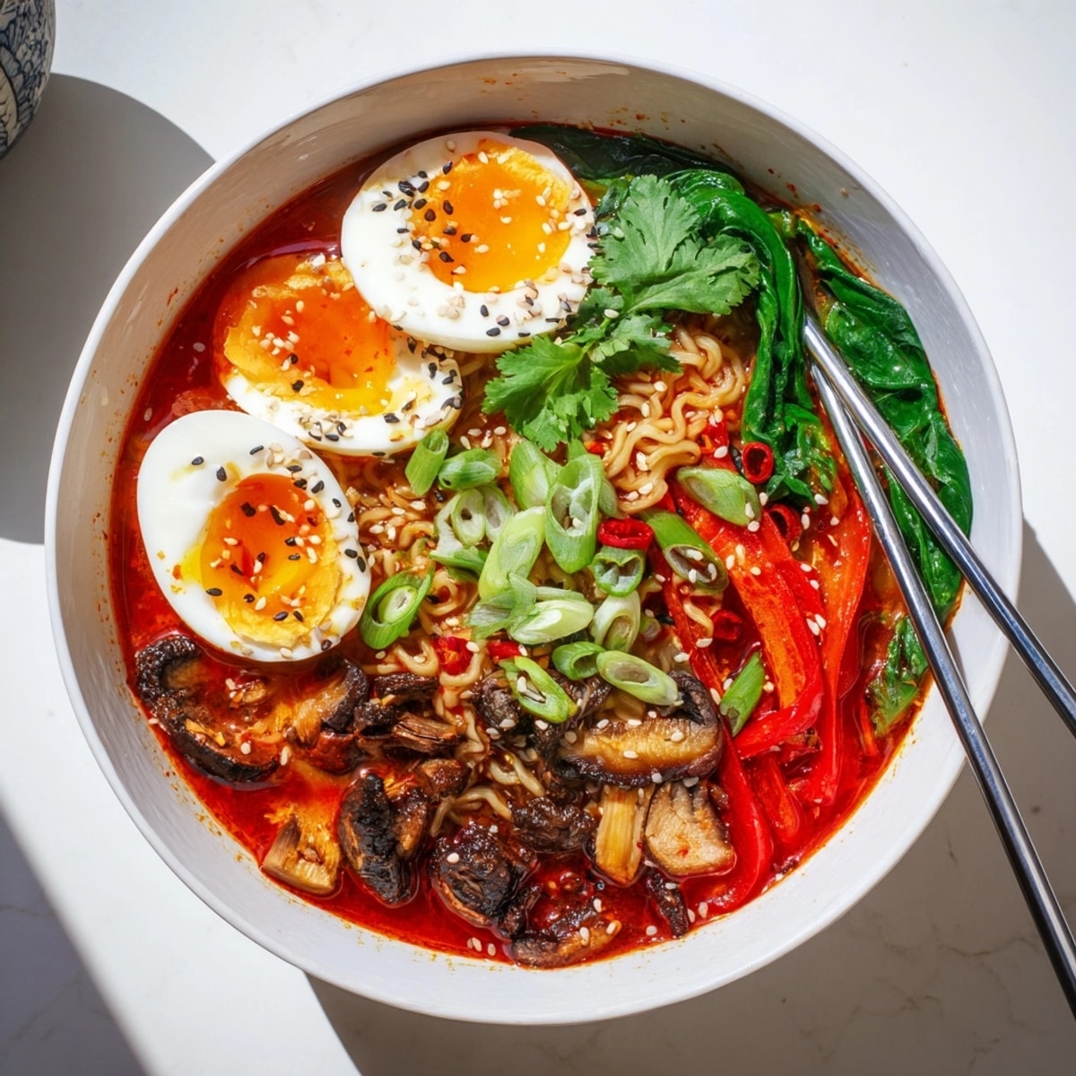 Homemade Fiery Chili Ramen recipe showcases rich broth, layered ingredients, and enticing customizable toppings.