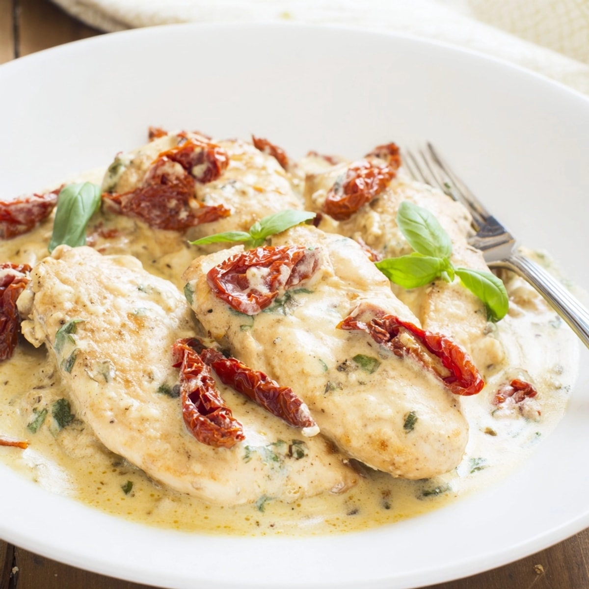 Delicious, easy Marry Me Chicken recipe: tender chicken breasts in a rich Parmesan sauce.