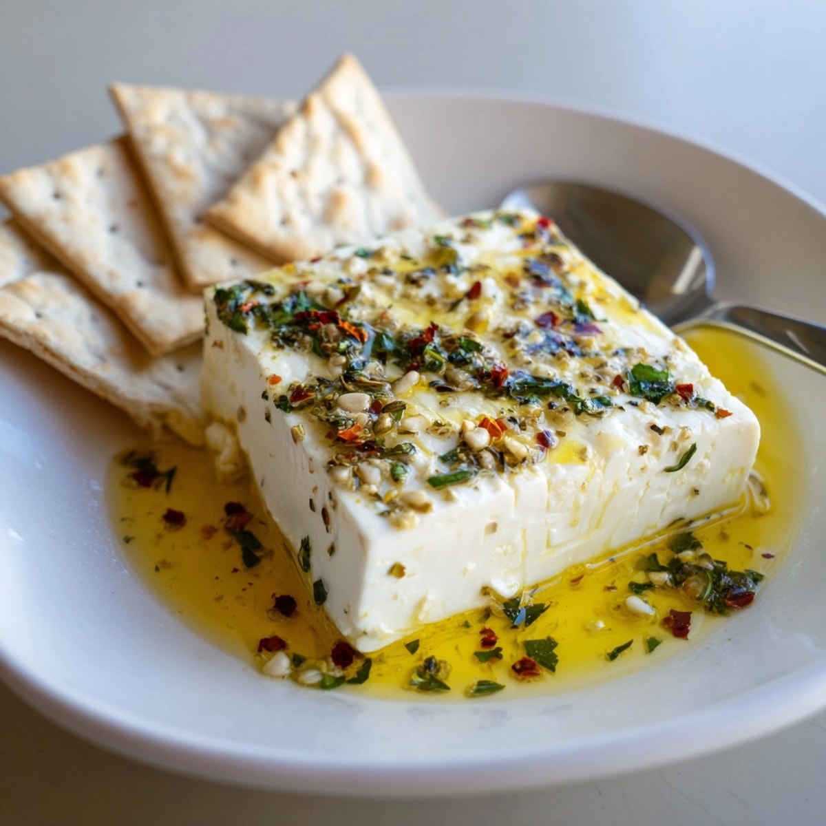 Fragrant Baked Feta with Honey Drizzle, a savory and sweet vegetarian snack.