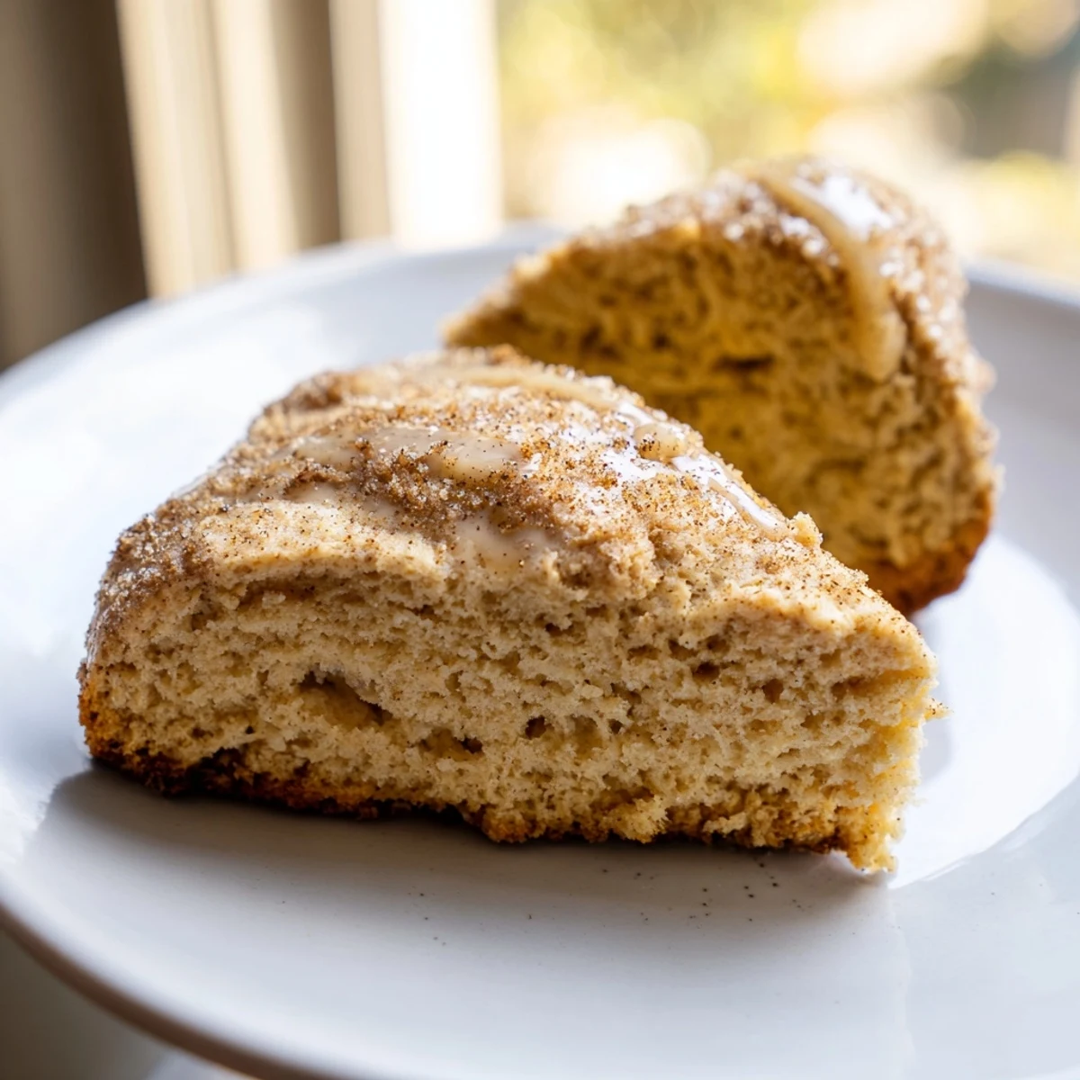 Warm, freshly baked Spiced Chai Latte Scones, offering a delightful aroma of cinnamon and cardamom.