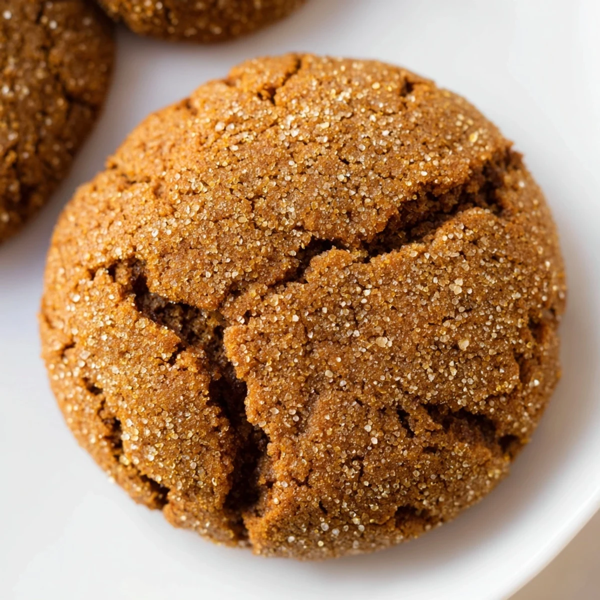 Warm, spiced Ginger Molasses Crinkle Cookies showcase a perfectly crinkled exterior and a soft, chewy interior.
