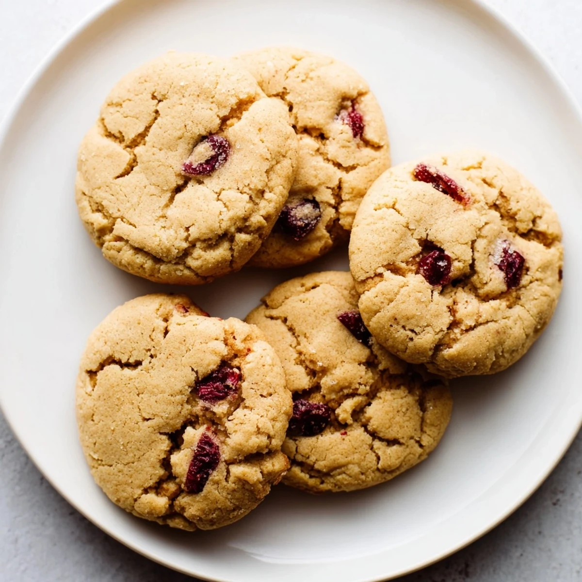 Freshly baked cranberry cookies arranged on a cooling rack, golden brown and inviting.