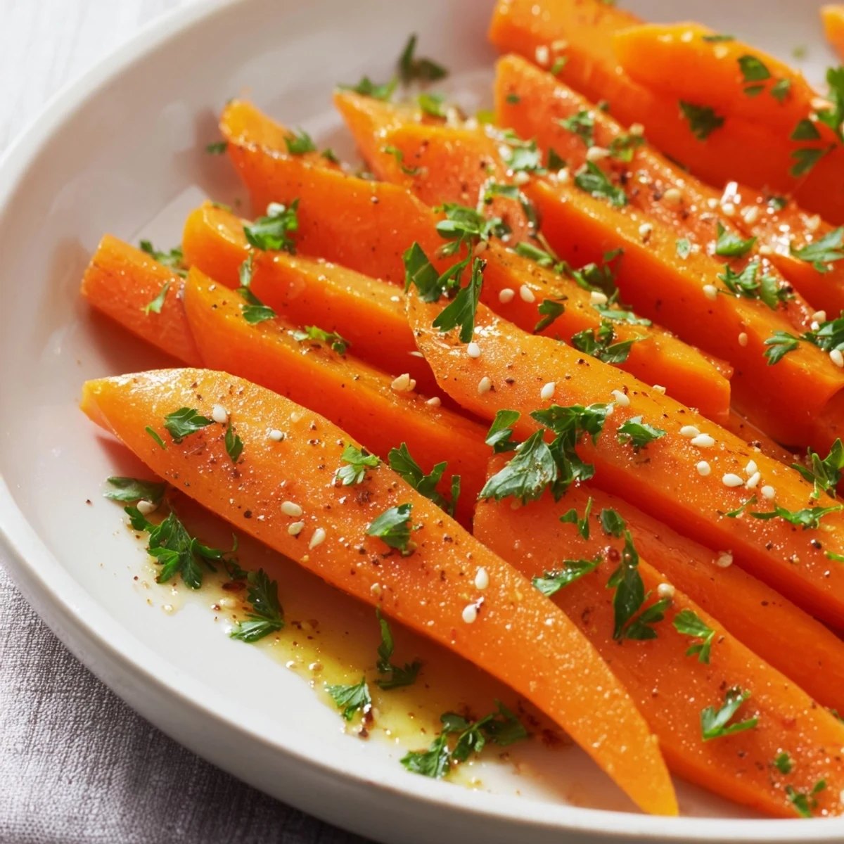 Golden, caramelized roasted carrots with cumin and honey, a delicious side dish, ready to eat.