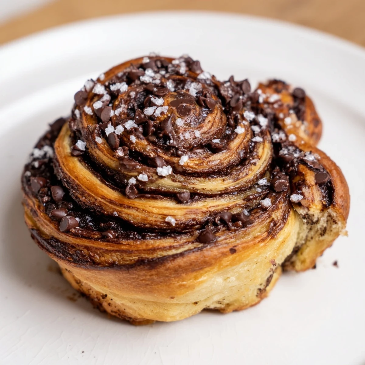 Golden, flaky Peppermint Mocha Morning Buns topped with sparkling peppermint sugar, ready to savor.