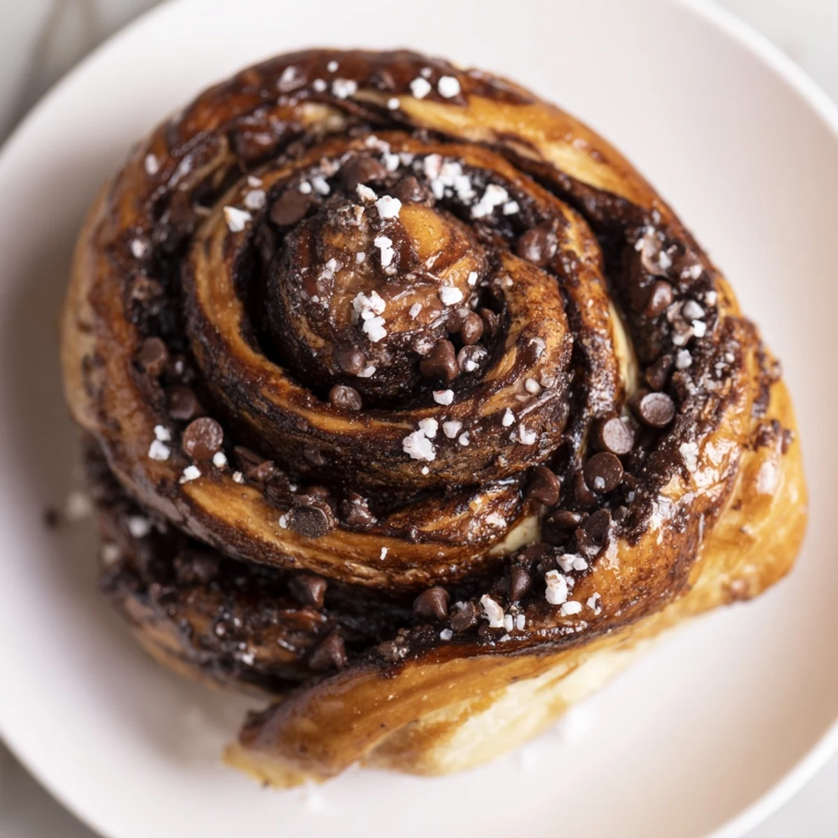 The delicious aroma of baking Peppermint Mocha Morning Buns fills the kitchen, perfect for a festive breakfast.