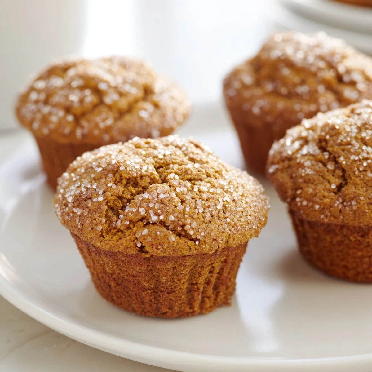 Warm and spiced gingerbread muffins, golden-brown and ready to serve for a delightful breakfast treat.