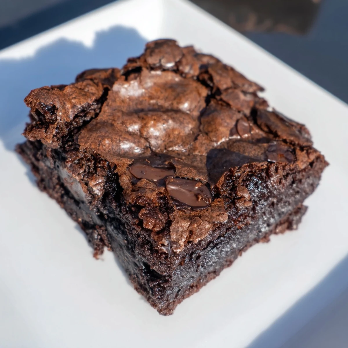 Melted chocolate chips in these fudgy chocolate brownies offer a decadent bite.
