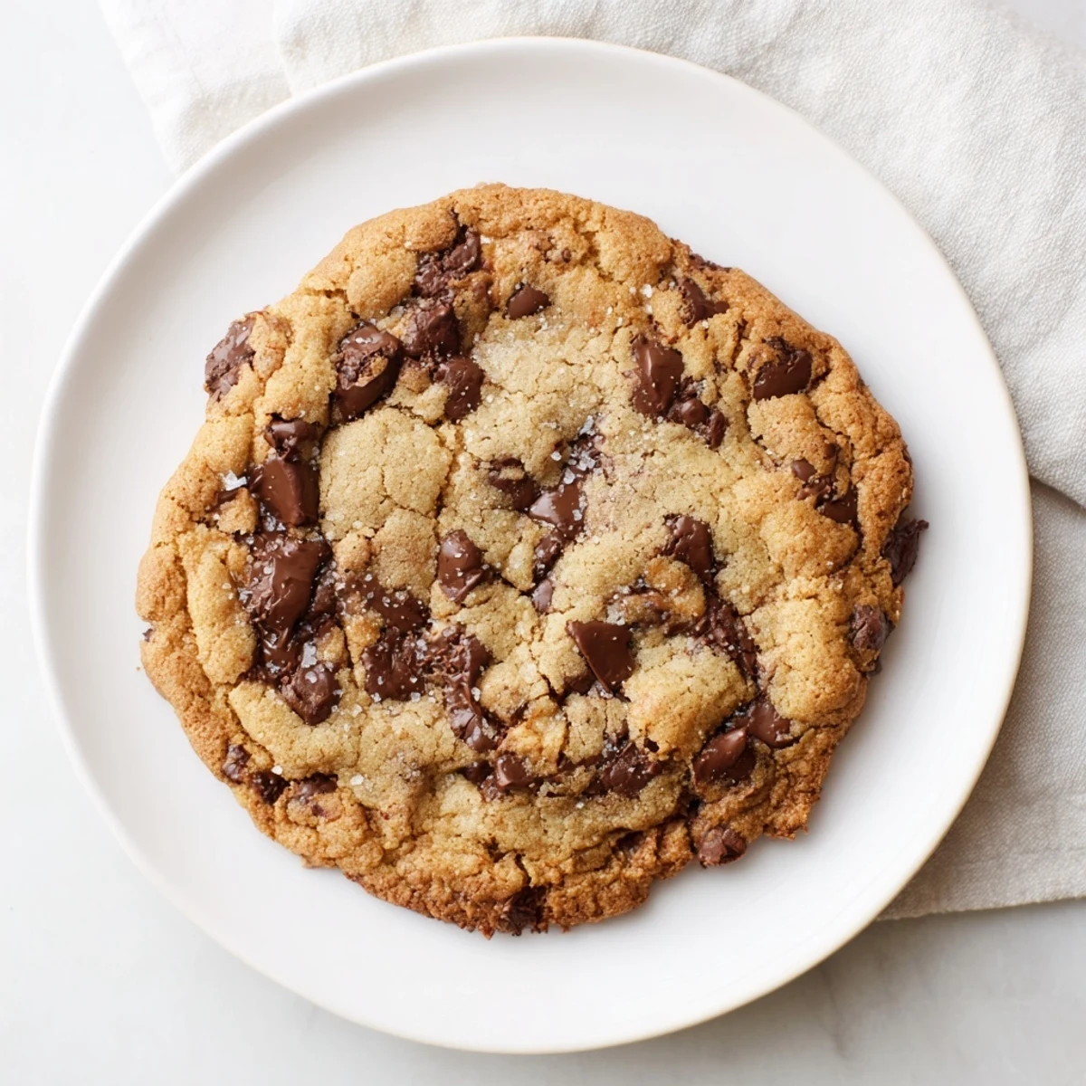 Close-up of baked chocolate chip cookies, showing perfect texture and inviting golden edges.