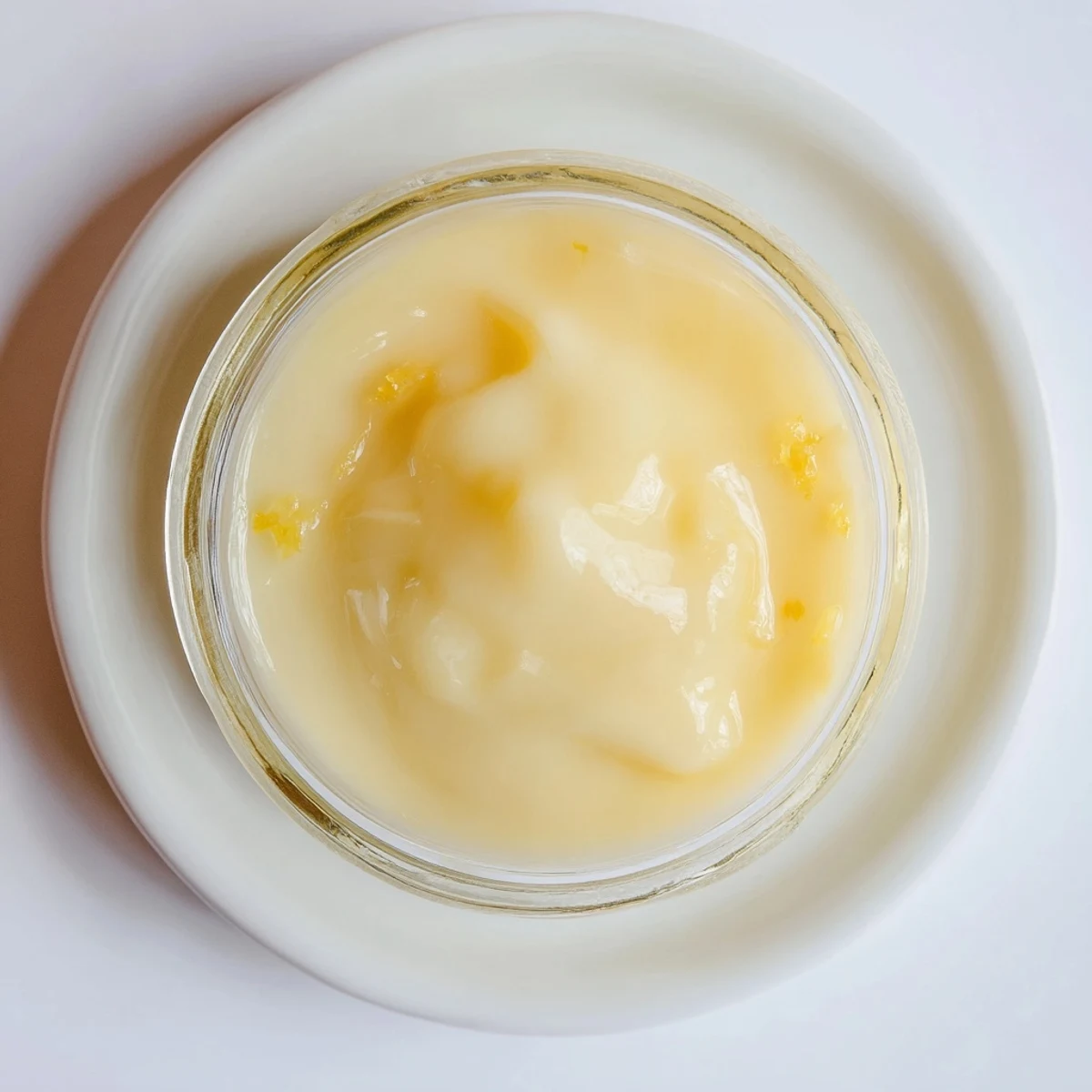 A close-up of thick, decadent lemon curd, suggesting its delicious tartness and smooth texture.