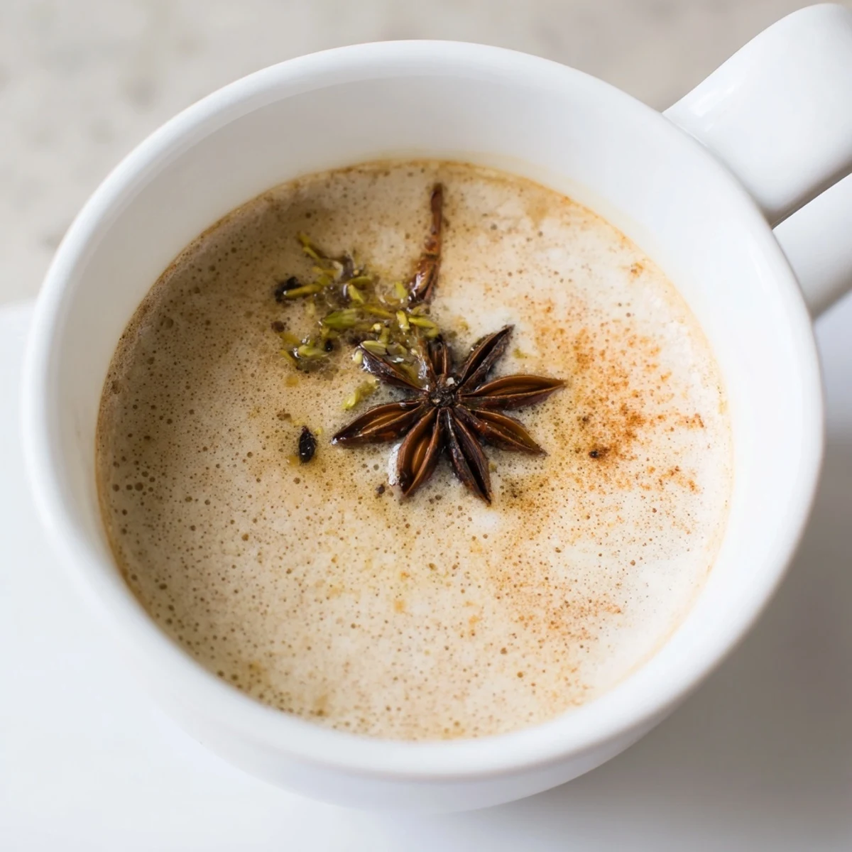 Enjoy a delicious and warming Spiced Chai Latte, spiced just right for a cozy, flavorful tea experience.