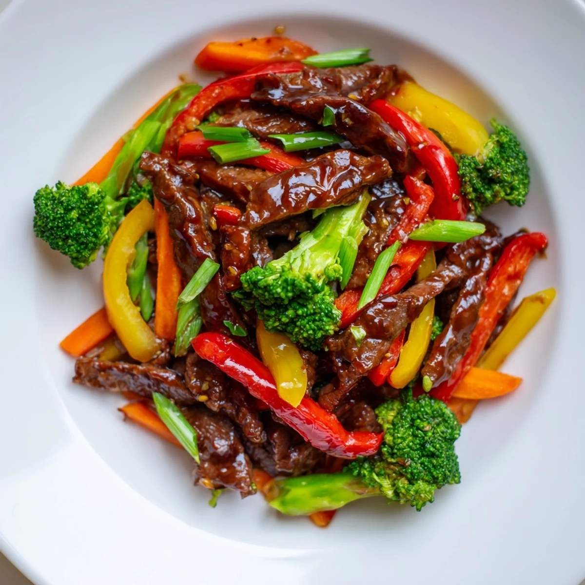 Savory beef stir fry: tender beef and colorful vegetables await on a plate, ready to taste.