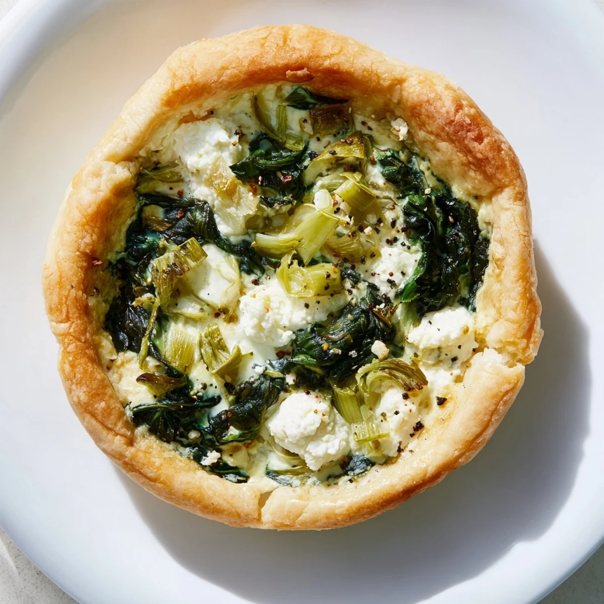 Golden-crusted Savory Spinach Tart, a French vegetarian delight, perfect for a satisfying brunch meal.