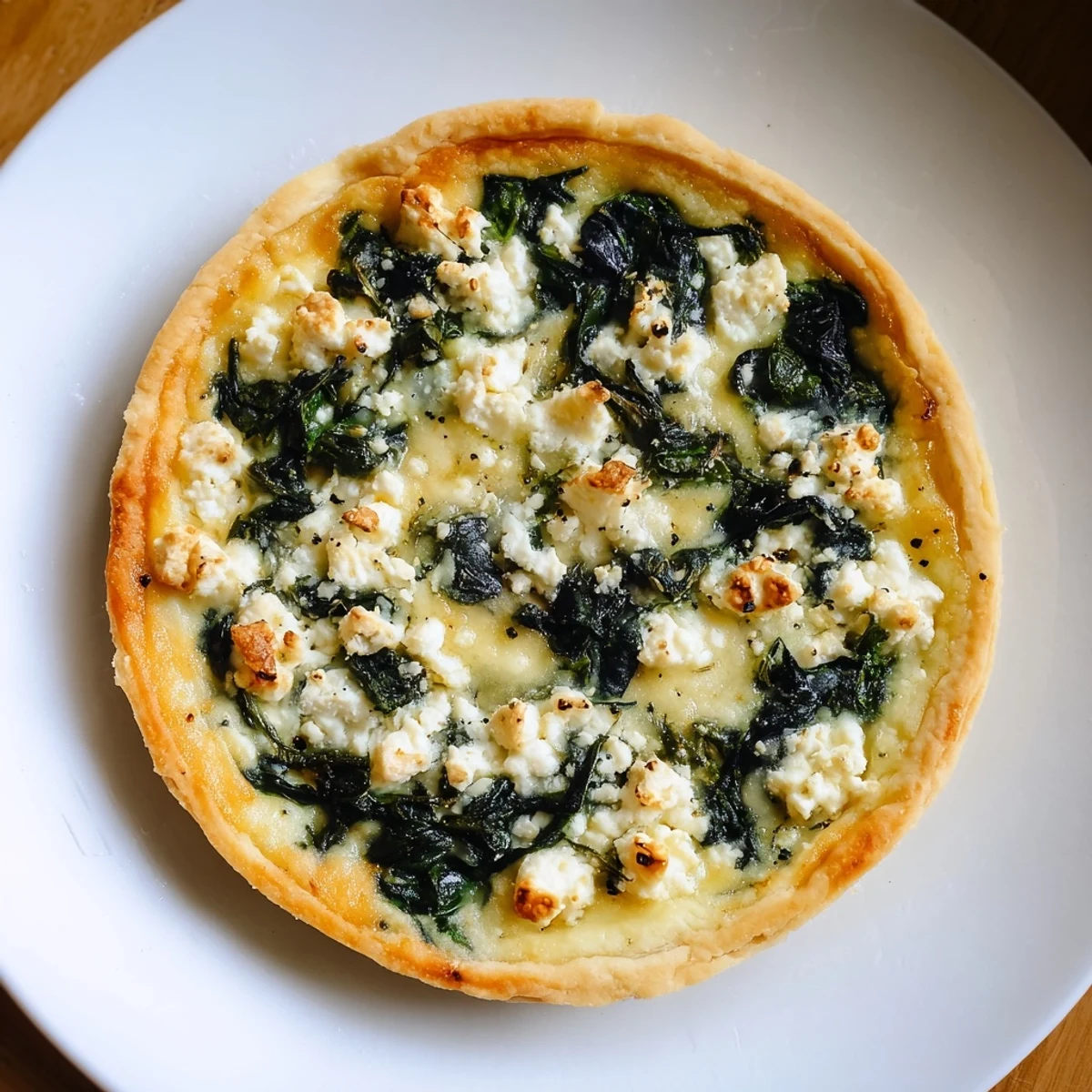Delicious, warm Savory Spinach Tart, baked until golden, with a creamy filling ready to serve now.