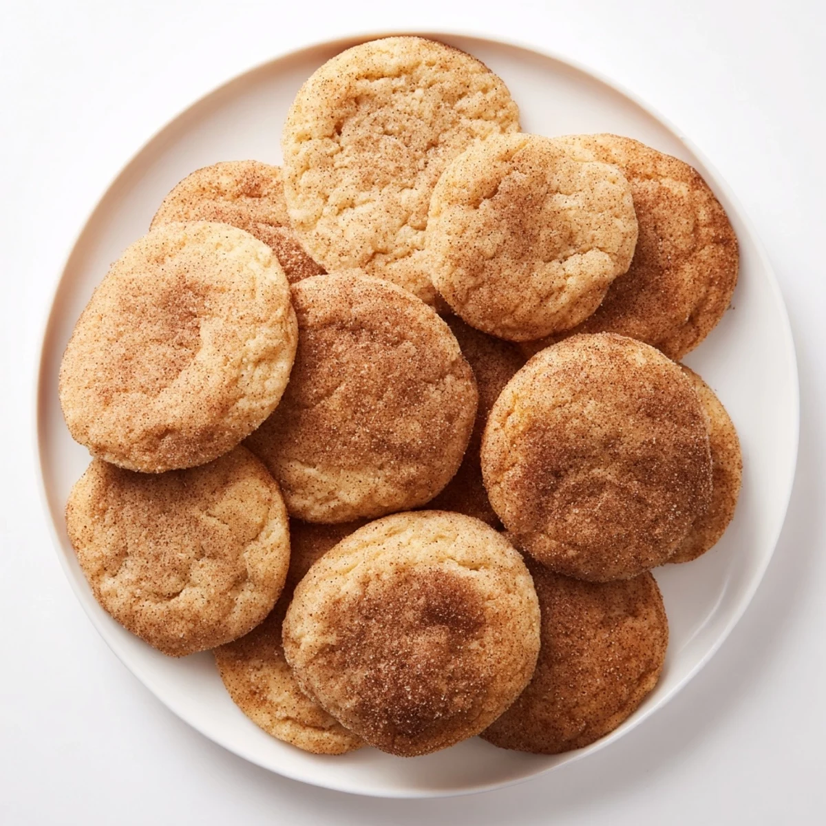Golden brown cinnamon cookies, ready to eat, dusted with sugar and spice, a delicious dessert.
