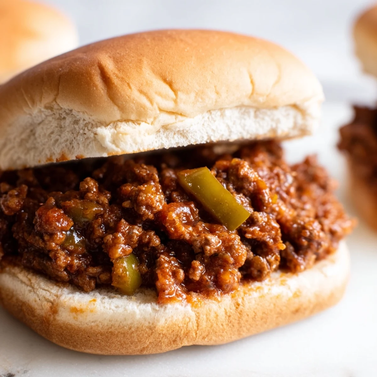 Golden, toasted buns piled high with flavorful Beef Sloppy Joes, a classic family favorite.