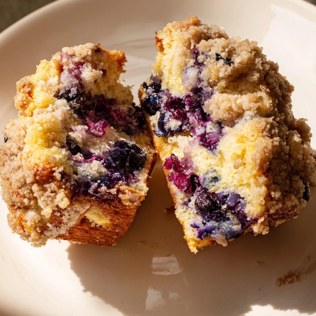 Enjoy the aroma of these warm Lemon Blueberry Muffins with Streusel, ideal for a delicious breakfast.