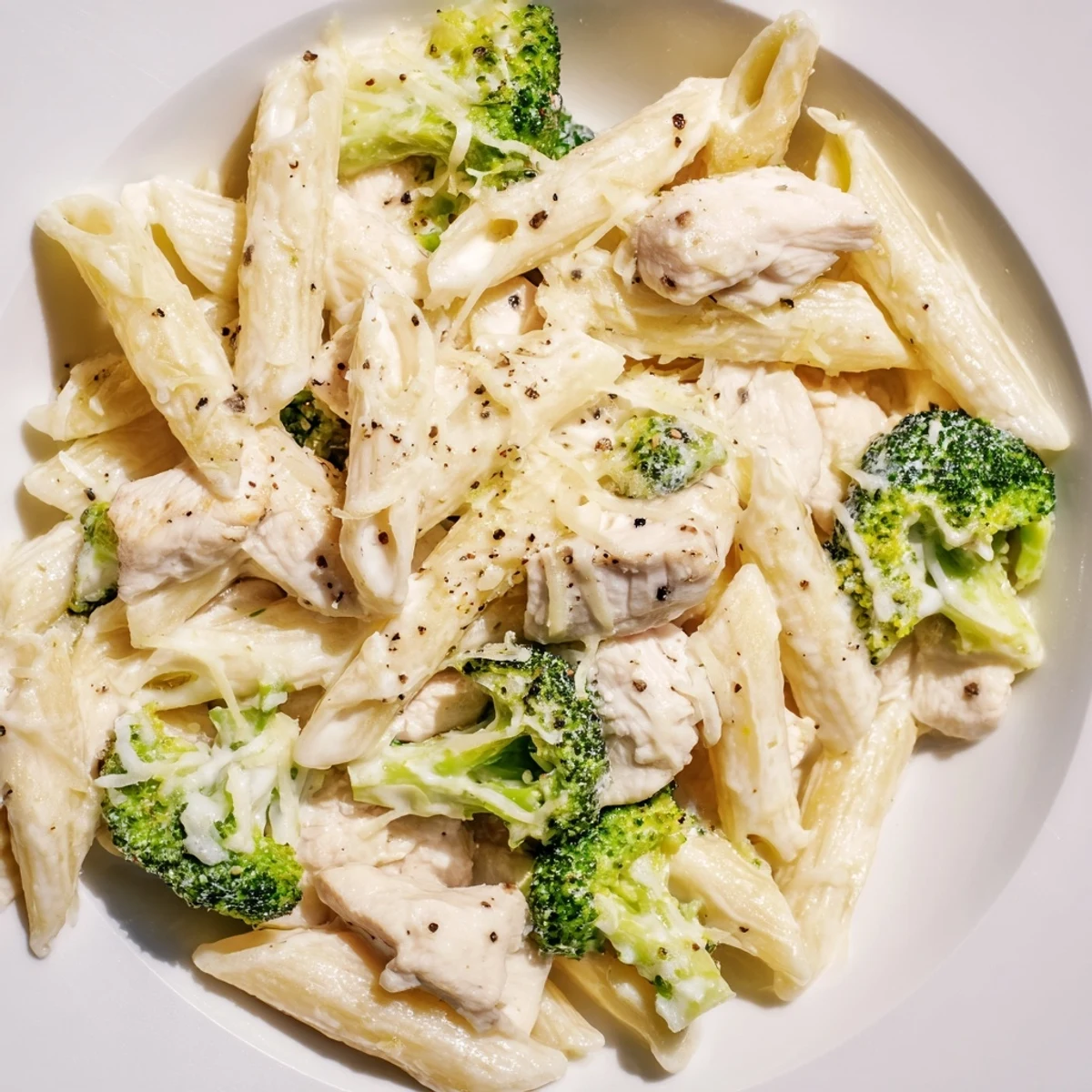 Creamy, golden Chicken Alfredo Bake with broccoli, bubbling hot, a perfect Italian-American comfort food dinner.