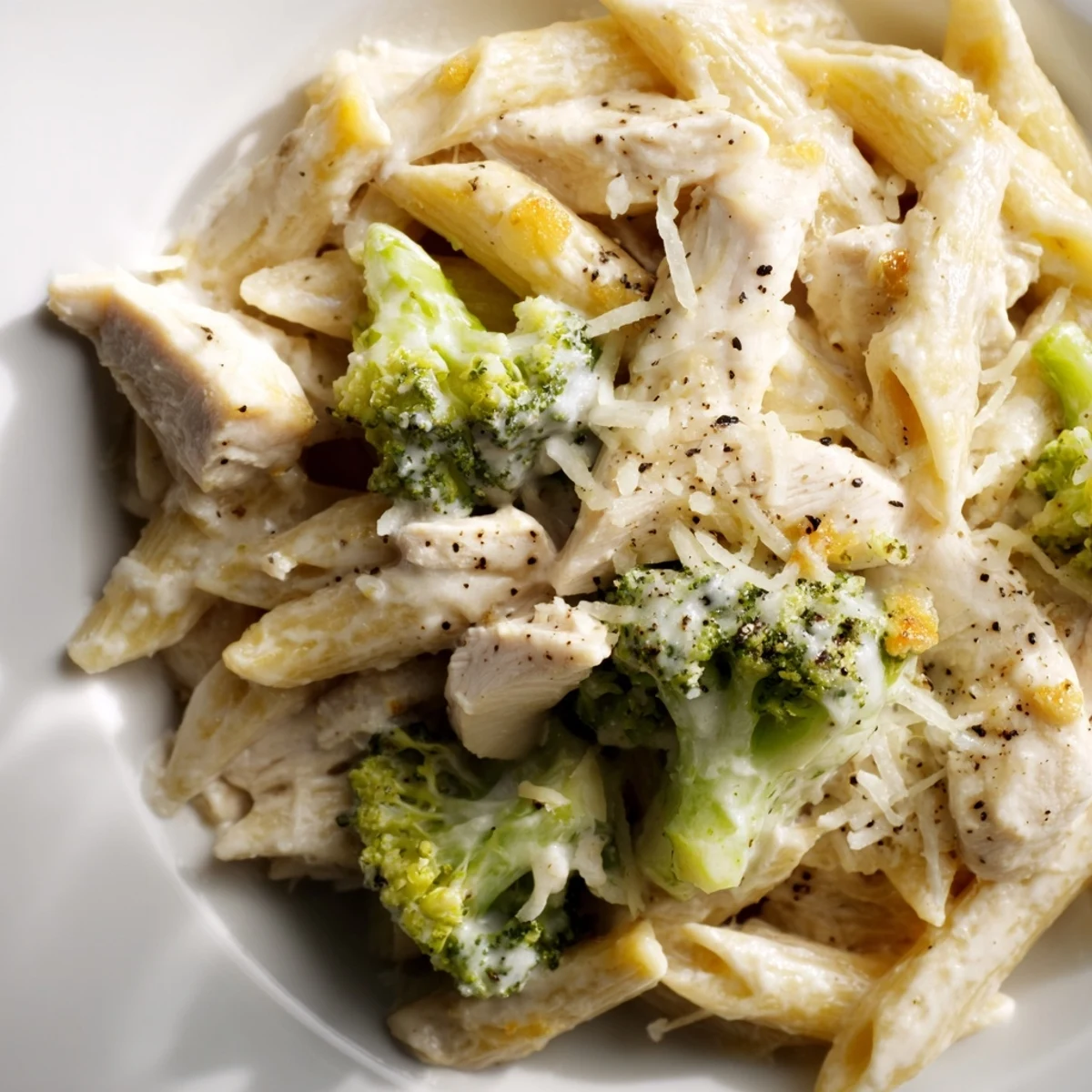 This warm Chicken Alfredo Bake with broccoli offers a satisfying blend of flavors and textures, ready to enjoy.