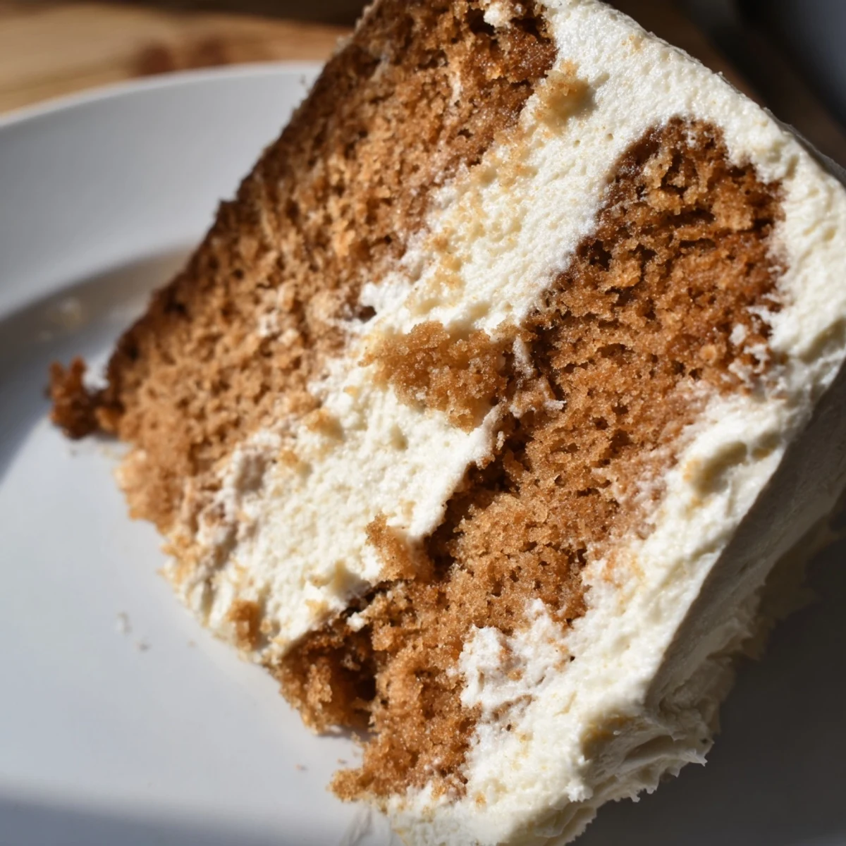 Whole Spiced Chai Latte Cake with cream cheese frosting, garnished with cinnamon, ready to serve at a festive gathering.