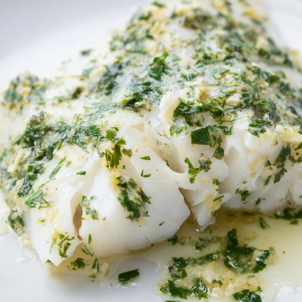 Easy Baked Cod with Herb Butter garnished with fresh herbs and lemon wedges, perfect for a healthy weeknight dinner.