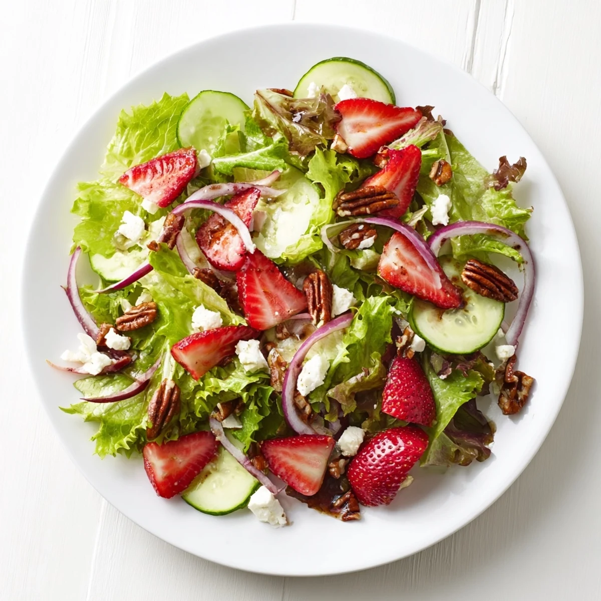 Serve this Spring Mix Salad with Strawberries and Feta alongside grilled chicken or wine for an elegant, light dinner starter.