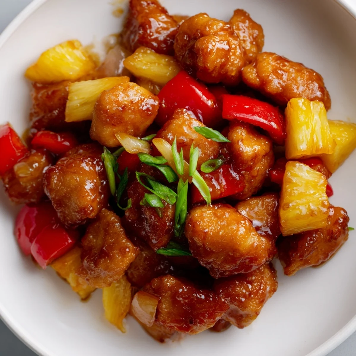 Tender chicken coated in honey garlic sauce with bright pineapple chunks, served over steamed rice for a colorful weeknight meal.