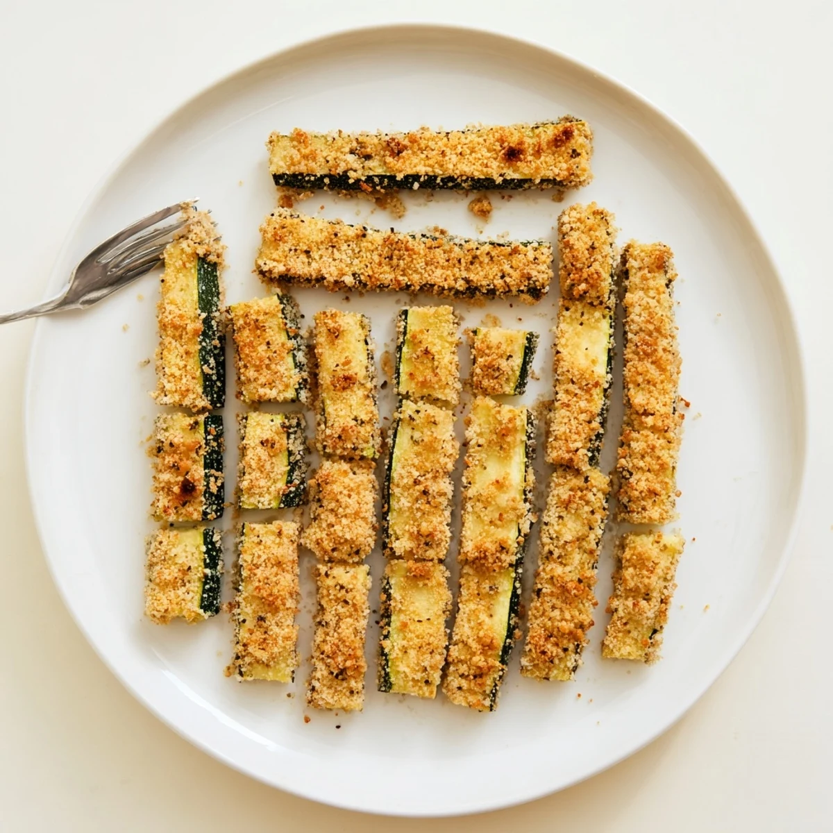 These Keto Baked Parmesan Zucchini Fries feature tender zucchini sticks baked to golden perfection on a baking sheet.