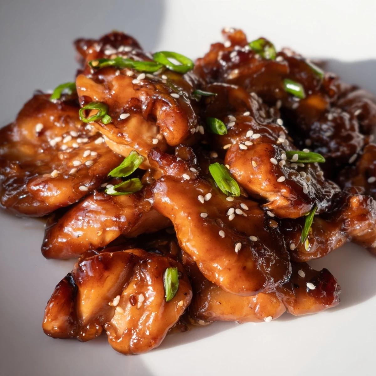 Slow cooker Huli Huli chicken glazed in sweet tangy pineapple sauce with sesame garnish