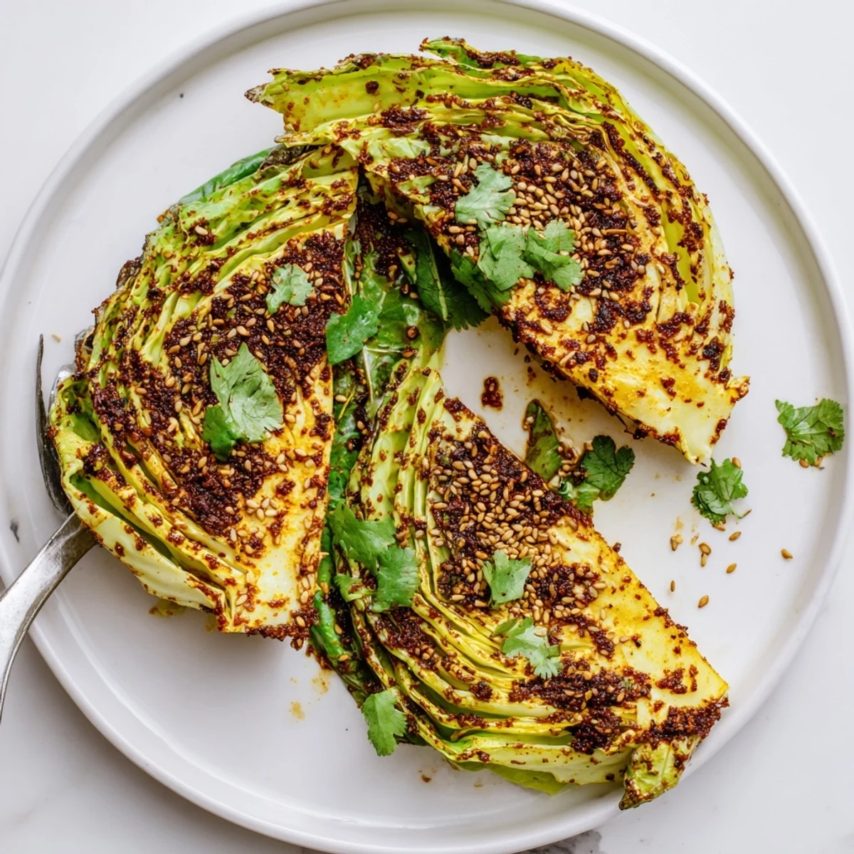 Vibrant spiced cabbage roasted until caramelized with fragrant curry seasoning