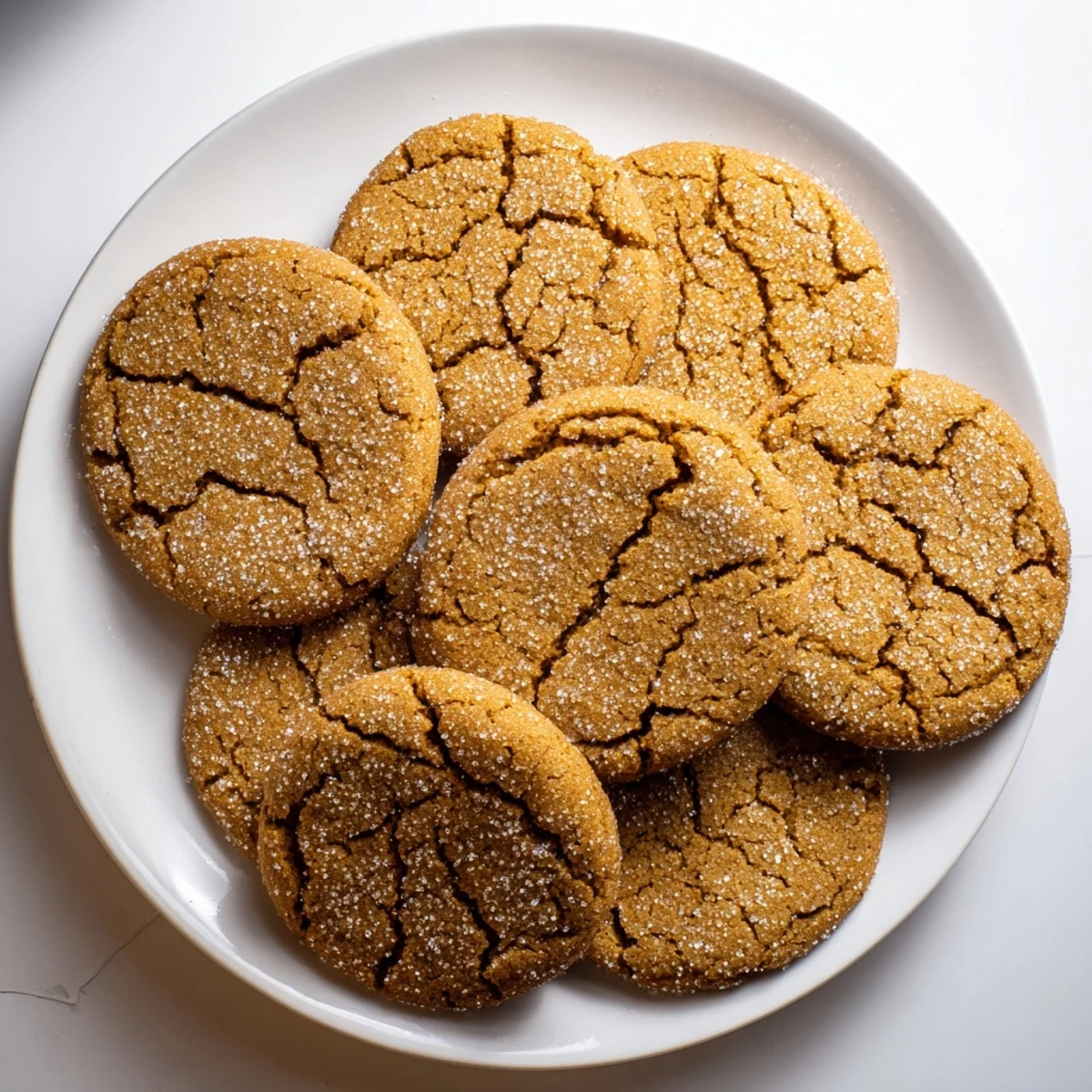 Spicy Gingersnap Cookies cooling on a wire rack with their signature crinkled texture
