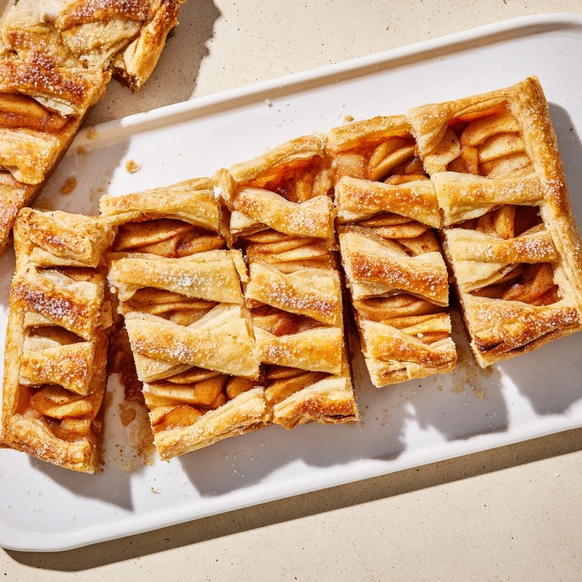 Family-style apple slab pie featuring buttery crust and layers of tender spiced apples