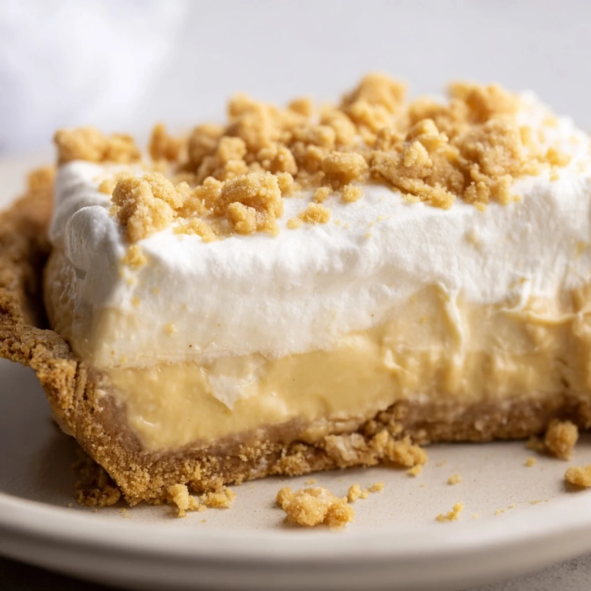 Velvety Amish Peanut Butter Dream Pie slice showing rich peanut butter filling with fluffy whipped topping