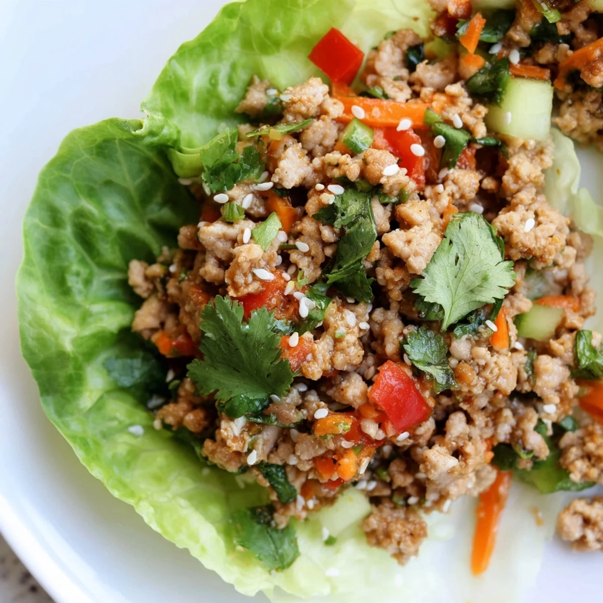 Seasoned ground turkey nestled in crisp romaine lettuce cups with fresh herbs