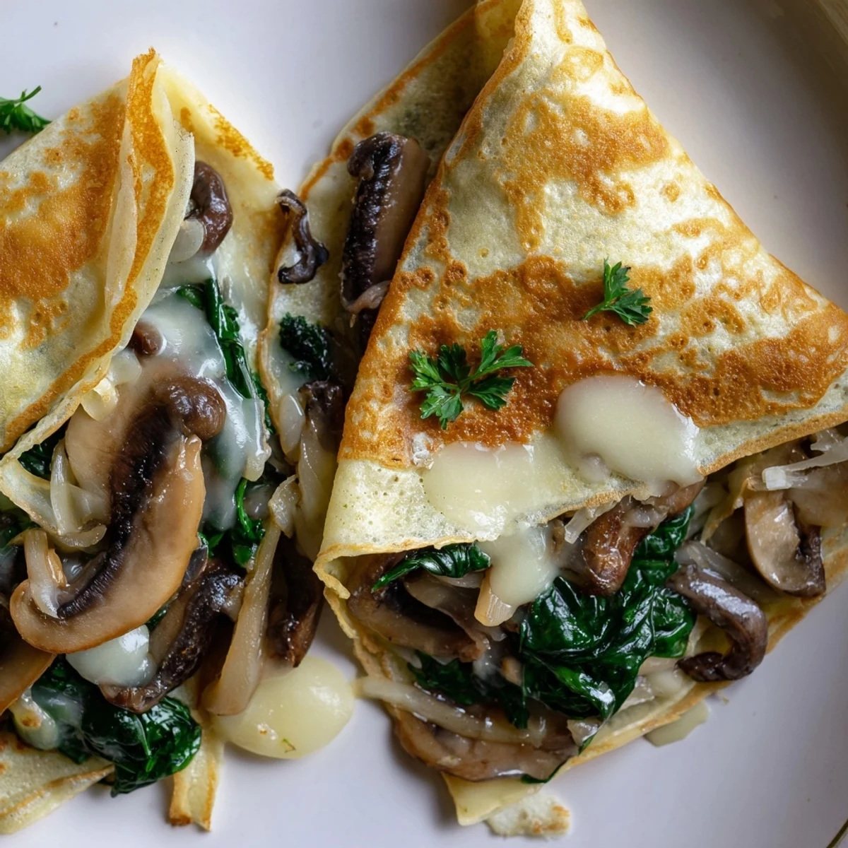 Savory Crepe with Spinach Mushroom