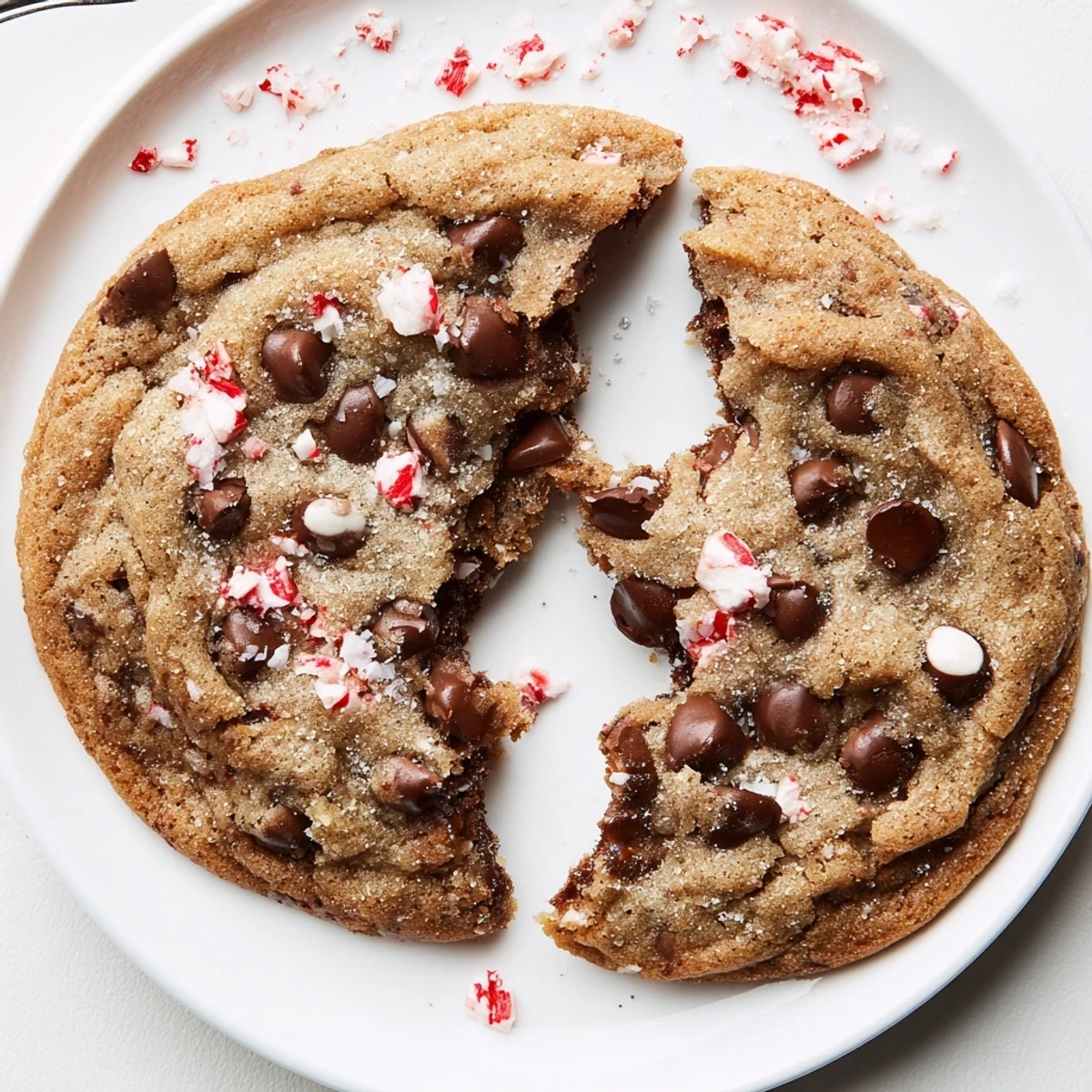 Fresh baked Peppermint Chocolate Chip Cookies with glossy chips and faint mint aroma