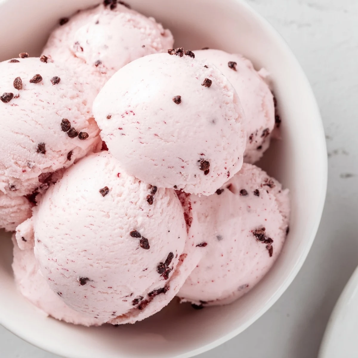Creamy homemade watermelon ice cream served in a chilled bowl with fresh mint garnish