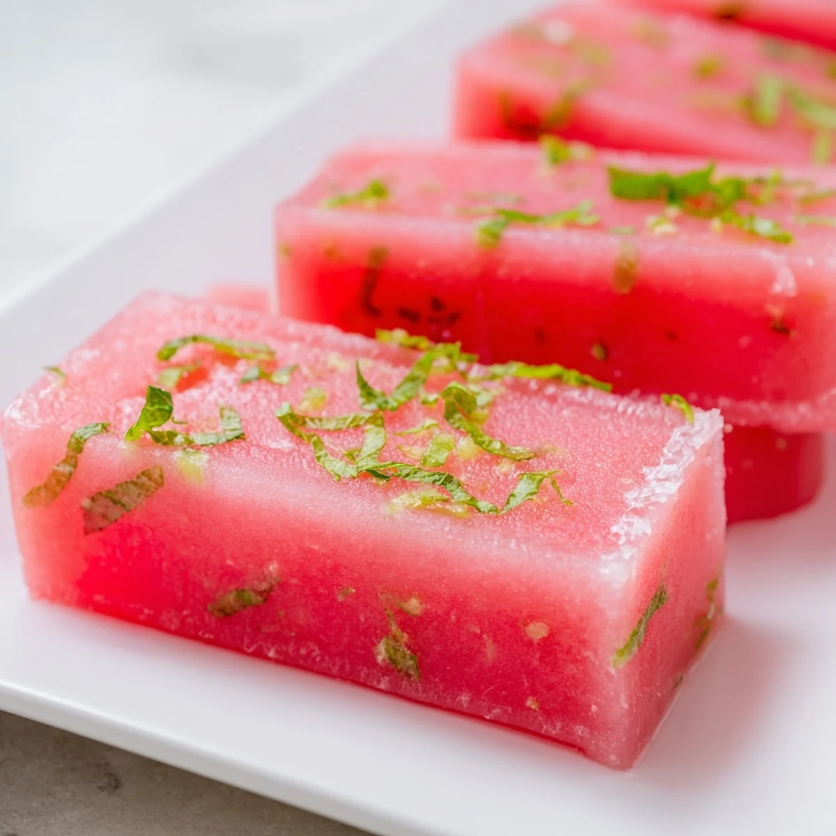 Refreshingly sweet frozen watermelon lime bars featuring zesty lime zest and vibrant pink coloration