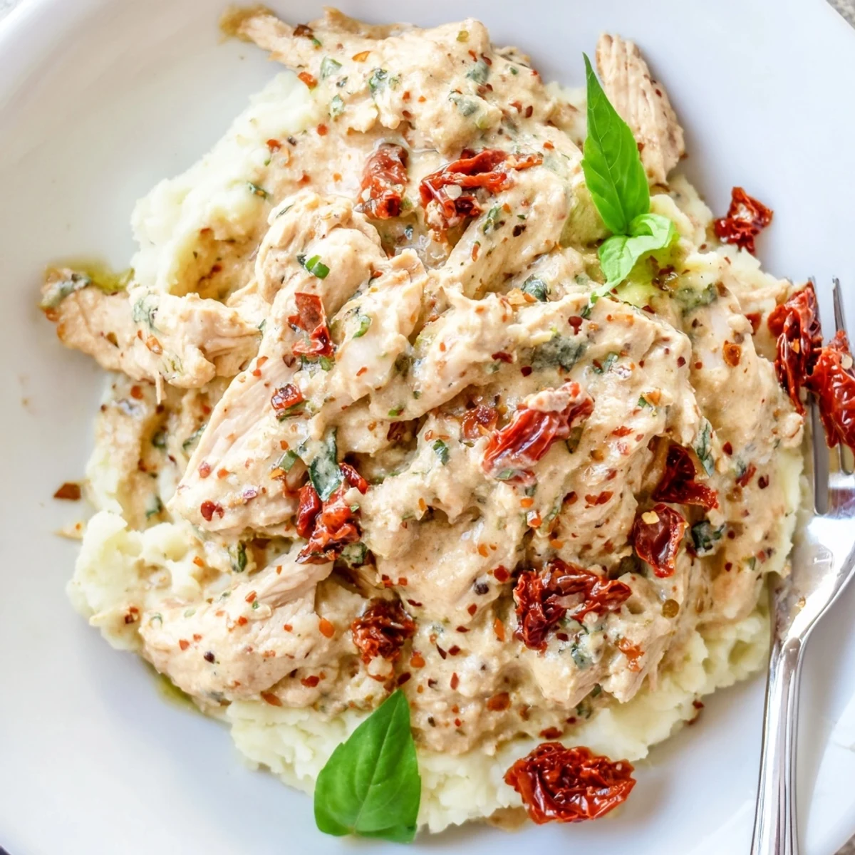 Dump And Go Crockpot Marry Me Chicken in creamy sun-dried tomato and Parmesan sauce