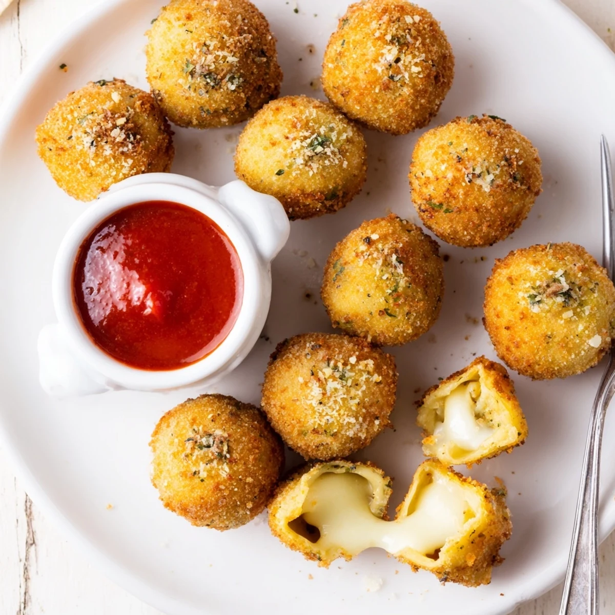 Crispy Tortellini Party Snacks Recipe showing crunchy skillet-fried bites on platter with toothpicks