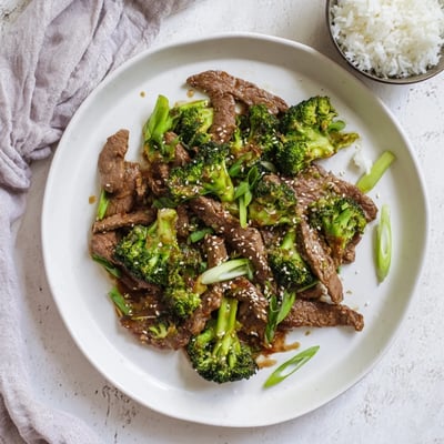 Freshly cooked Better Than Takeout Beef With Broccoli served hot over steamed rice in a white bowl, ready to enjoy.