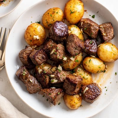 Garlic Steak Bites with Potatoes