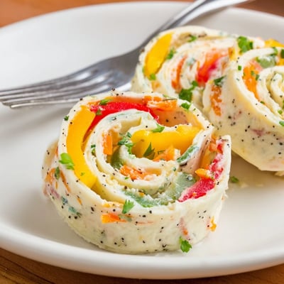 Bright Vegetable Tortilla Roll Ups sliced into pinwheels, perfect picnic appetizer