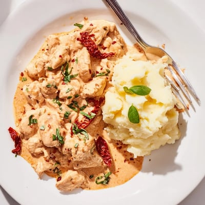 Weeknight Dump And Go Crockpot Marry Me Chicken: tender breasts simmered, garnished with basil
