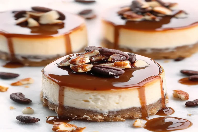 No Bake Turtle Mini Cheesecakes